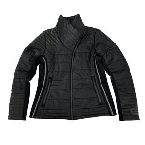 Alp N Rock Bernina Moto Puffer Jacket Womens Size L Black Ski or Apres Insulated